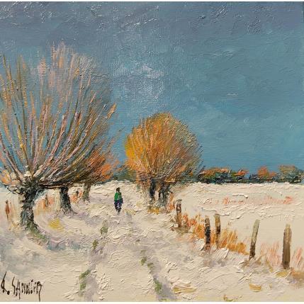 Painting Sous la neige en Picardie by Sannier Daniel | Painting Impressionism Oil Landscapes