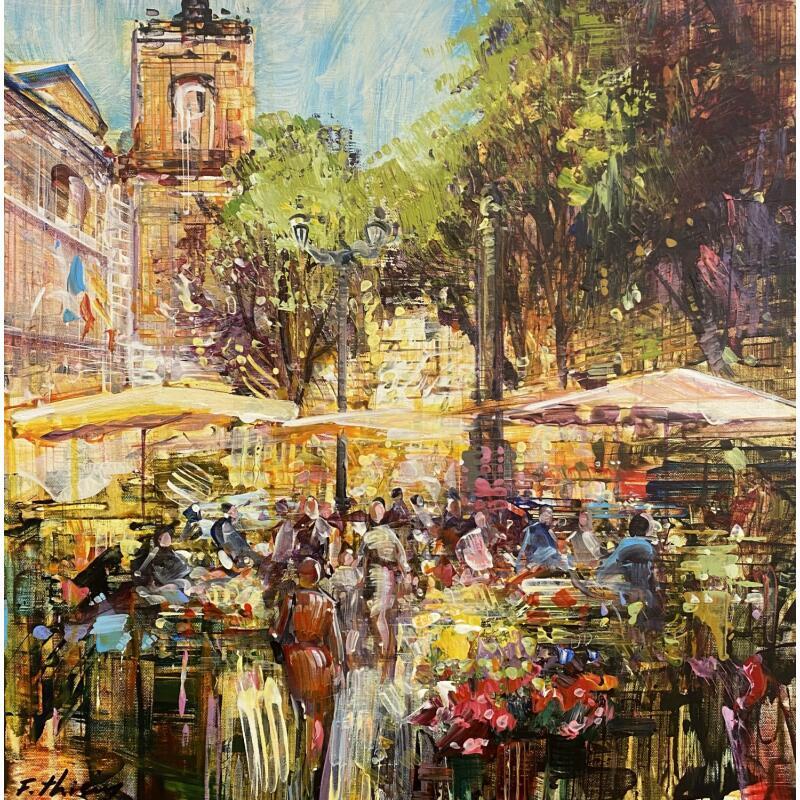 Painting Marché au Printemps by Frédéric Thiery | Painting Figurative Acrylic Life style