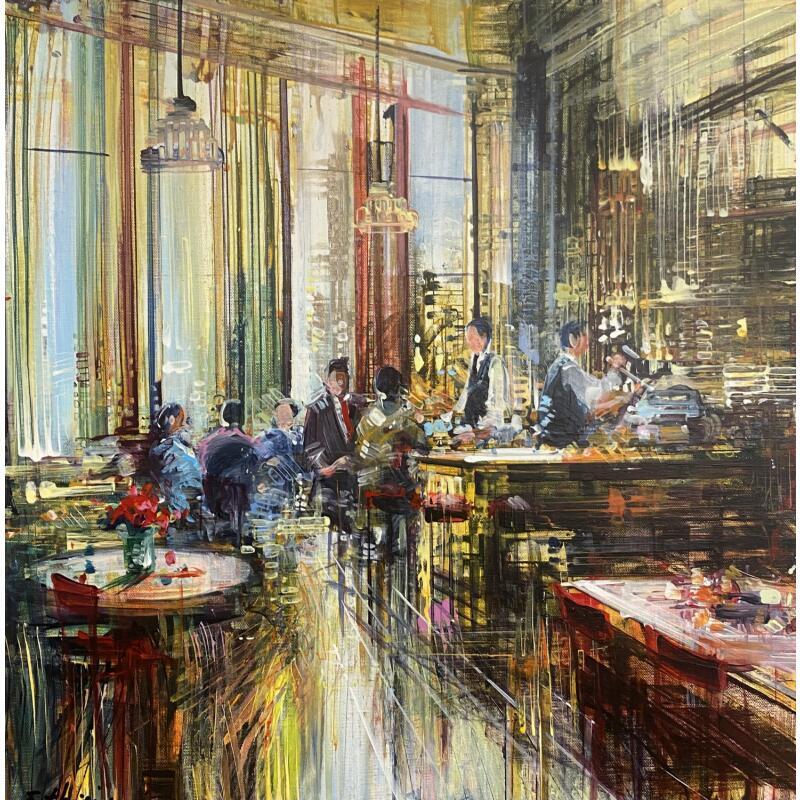 Painting Flirt au comptoir by Frédéric Thiery | Painting Figurative Acrylic Life style