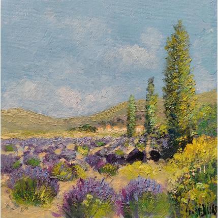 Painting Lavandes village Saurel by Sannier Daniel | Painting Impressionism Oil Landscapes