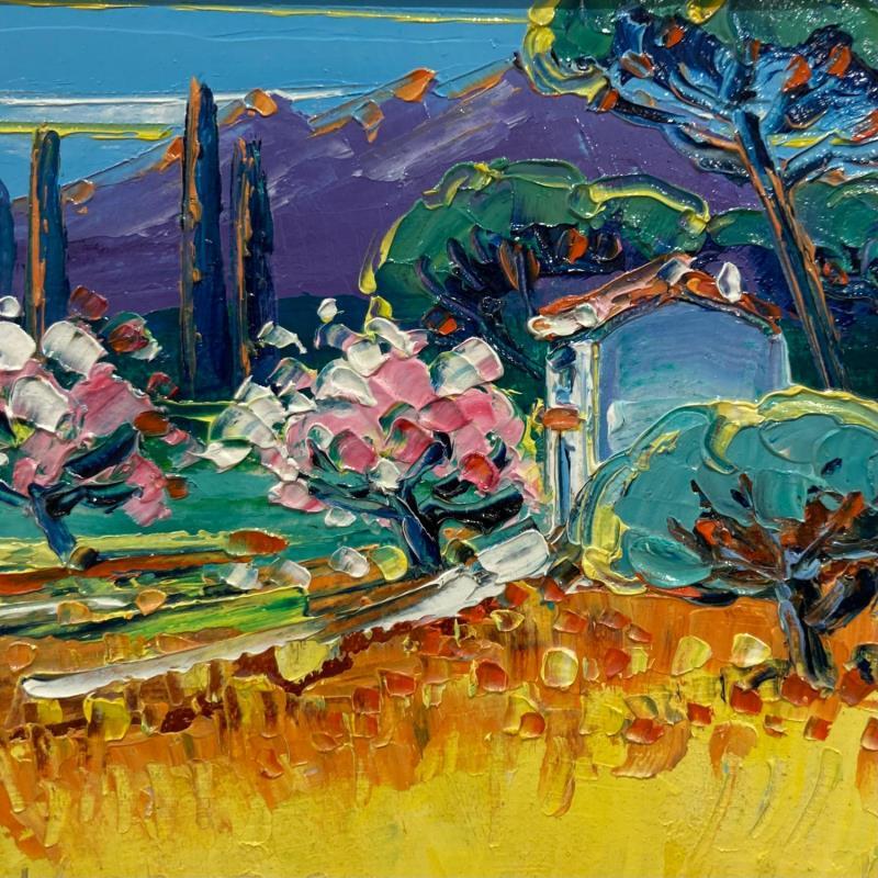 Painting Cabanes aux cerisiers by Corbière Liisa | Painting Figurative Oil Landscapes