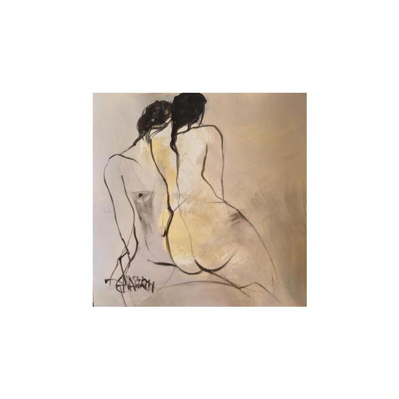 Painting Câlins 1 by Chaperon Martine | Painting Figurative Acrylic Nude, Pop icons
