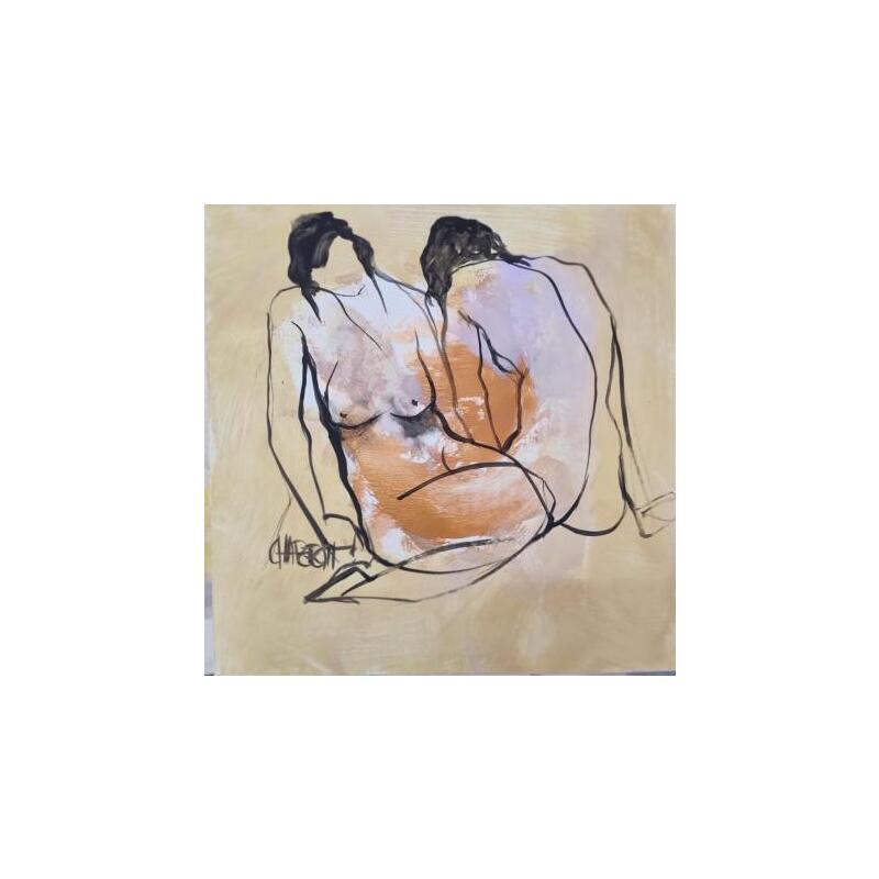 Painting Jaune soleil by Chaperon Martine | Painting Figurative Acrylic Nude