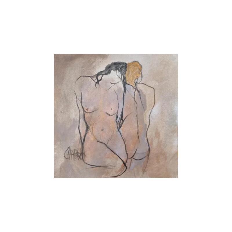 Painting Rencontre by Chaperon Martine | Painting Figurative Acrylic Nude