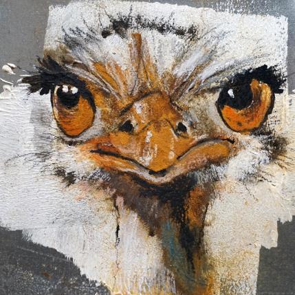 Painting L'autruche by De Géa Olivier  | Painting Figurative Metal Animals