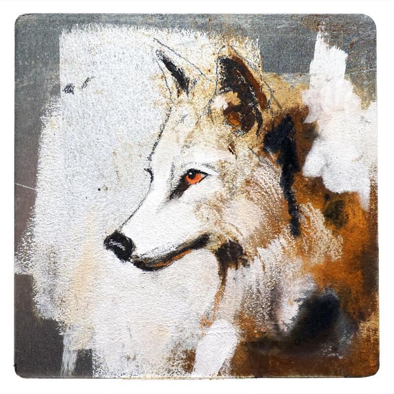 Painting Loup by De Géa Olivier  | Painting Figurative Animals Metal