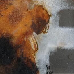 Painting L'attente by De Géa Olivier  | Painting Figurative Metal Nude