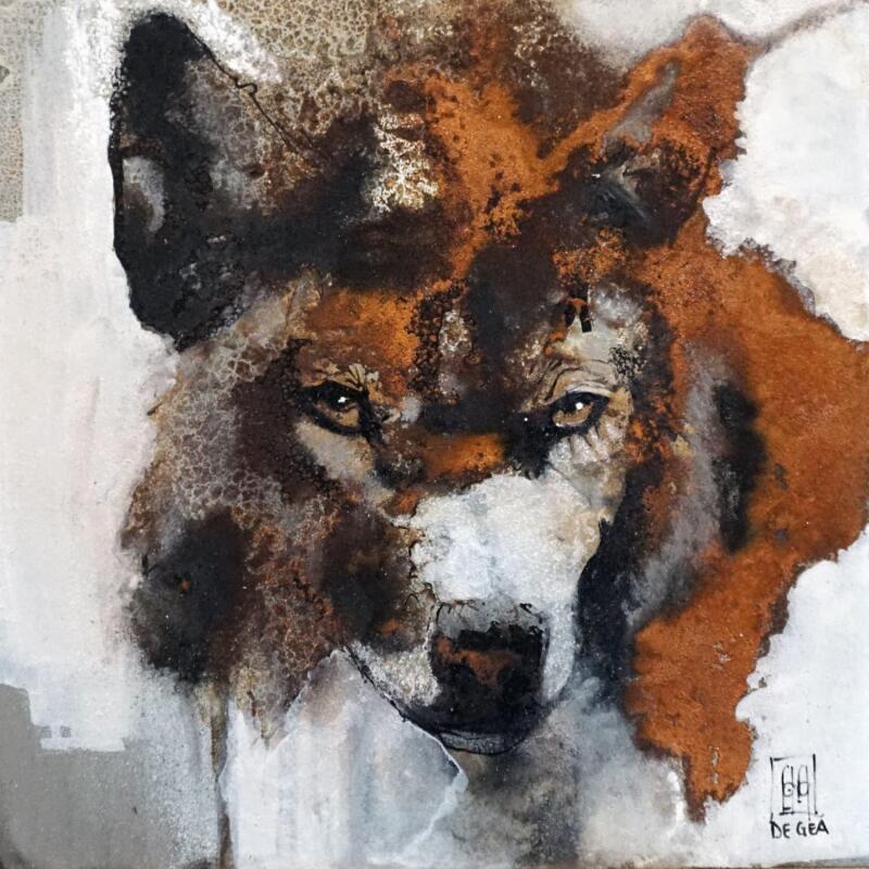 Painting Wolf by De Géa Olivier  | Painting Figurative Animals Metal