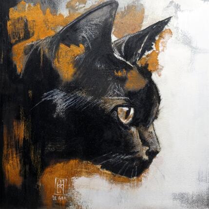 Painting Black Cat by De Géa Olivier  | Painting Figurative Metal Animals
