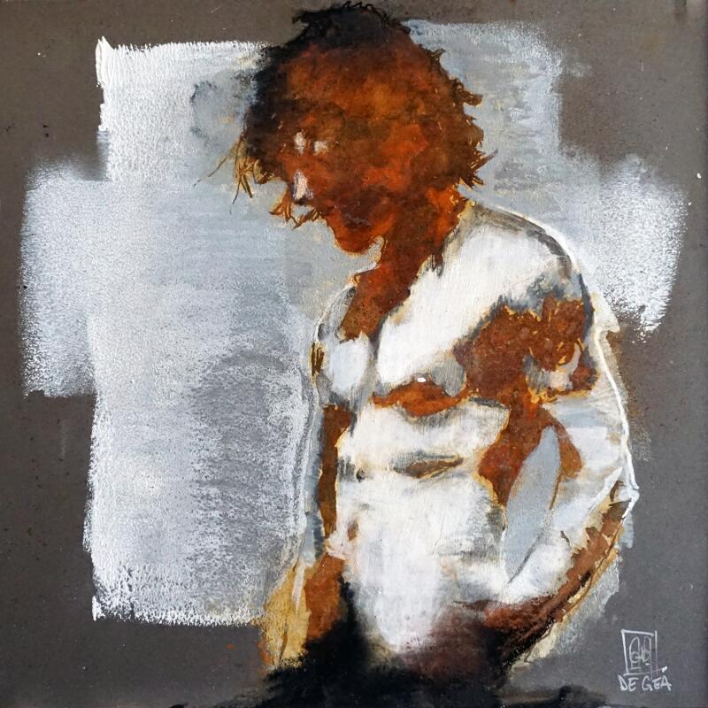 Painting Je t'attends by De Géa Olivier  | Painting Figurative Metal Nude