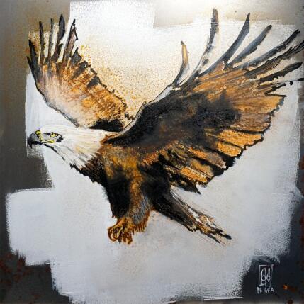 Painting L'envol by De Géa Olivier  | Painting Figurative Metal Animals