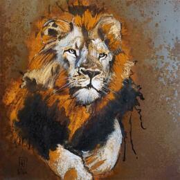 Painting Sa majesté by De Géa Olivier  | Painting Figurative Metal Animals