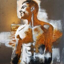 Painting Respire le silence by De Géa Olivier  | Painting Figurative Metal Nude