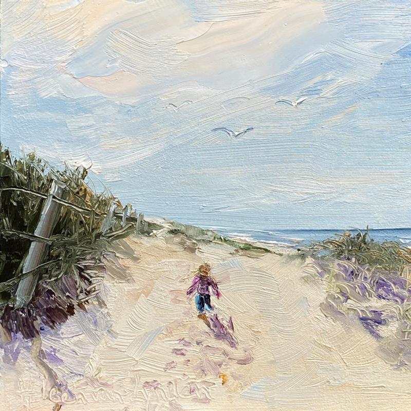 Painting F1 25WS040-kindje in de duinen-F1 by Lynden (van) Heleen | Painting Figurative Oil Landscapes, Marine