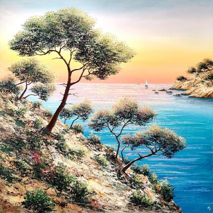 Painting Randonnée idyllique by Blandin Magali | Painting Figurative Oil Landscapes