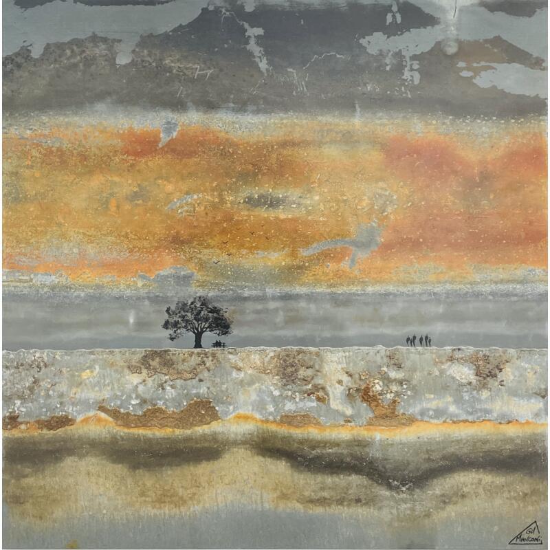 Painting CÉLÉNIE by Manconi Gil | Painting Subject matter Metal, Upcycling Landscapes