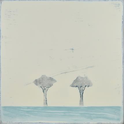 Peinture Sur le bleu d'un sol 450 par ChristophL | Tableau Figuratif Acrylique, Bois, Encre Minimaliste, Nature, Paysages
