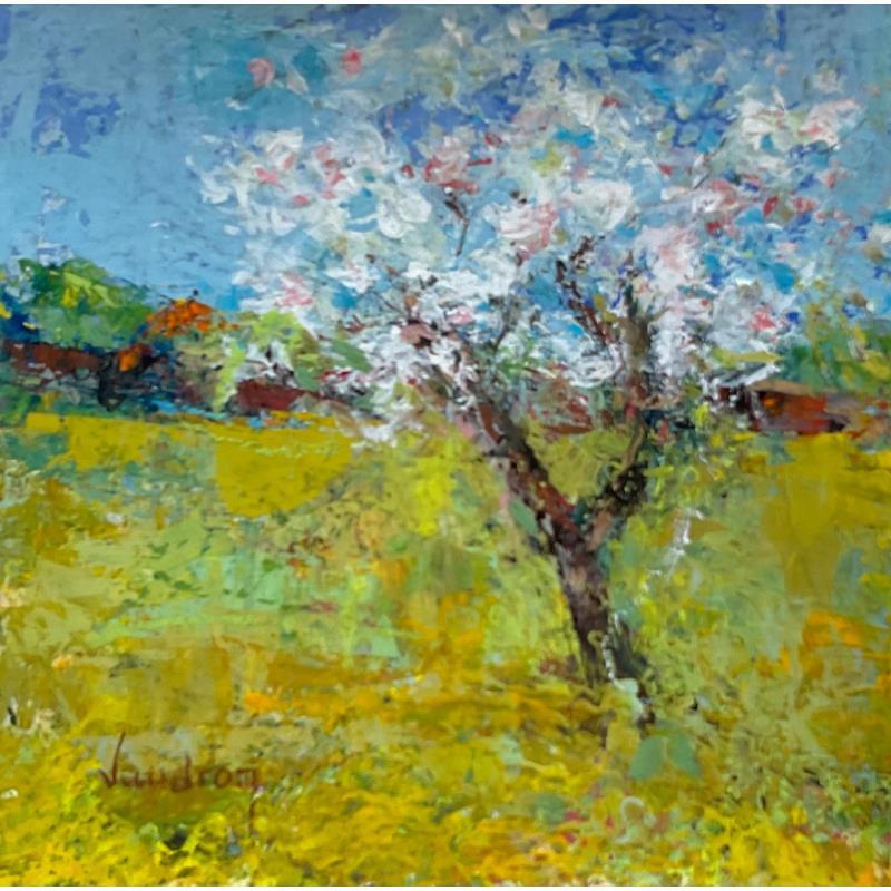 Painting L'Amandier du champ d'en bas by Vaudron | Painting Figurative Gouache Landscapes