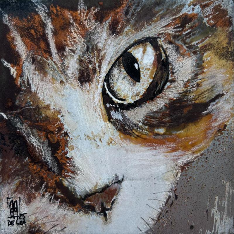 Painting Je te vois by De Géa Olivier  | Painting Figurative Acrylic, Charcoal, Ink, Metal Animals