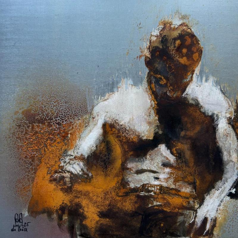 Painting Stay awake by De Géa Olivier  | Painting Figurative Acrylic, Charcoal, Ink, Metal Nude, Portrait