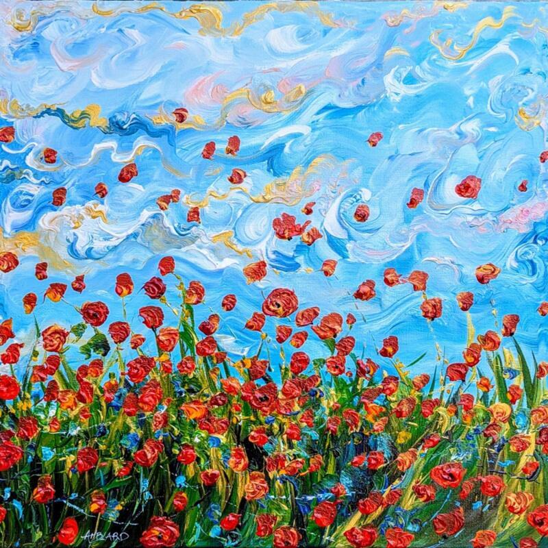 Painting Joyeuse danse de coquelicots by Amblard Florence | Painting Impressionism Acrylic Nature