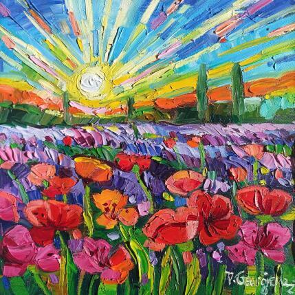 Painting Summer sunset by Georgieva Vanya | Painting Figurative Oil Landscapes