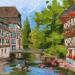Painting Maisons à colombages à Strasbourg by Elisabeth Bazin | Painting Figurative Urban Acrylic