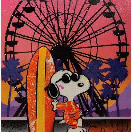 Painting Snoopy Surf Plage by Kedarone | Painting Pop-art Acrylic, Graffiti Pop icons