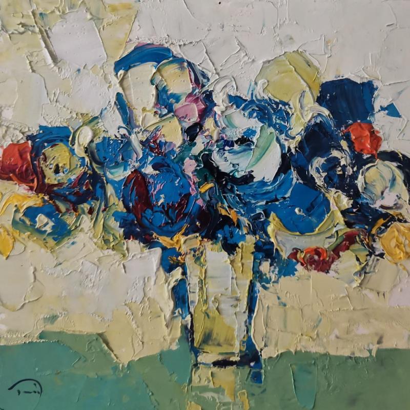 Painting Flors blaves by Tomàs | Painting Figurative Oil Nature