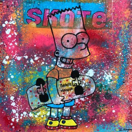 Painting Bart skate by Kikayou | Painting Pop-art Acrylic, Gluing, Graffiti Pop icons