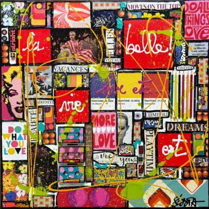 Painting La v by Costa Sophie | Painting Pop-art Acrylic, Gluing, Upcycling