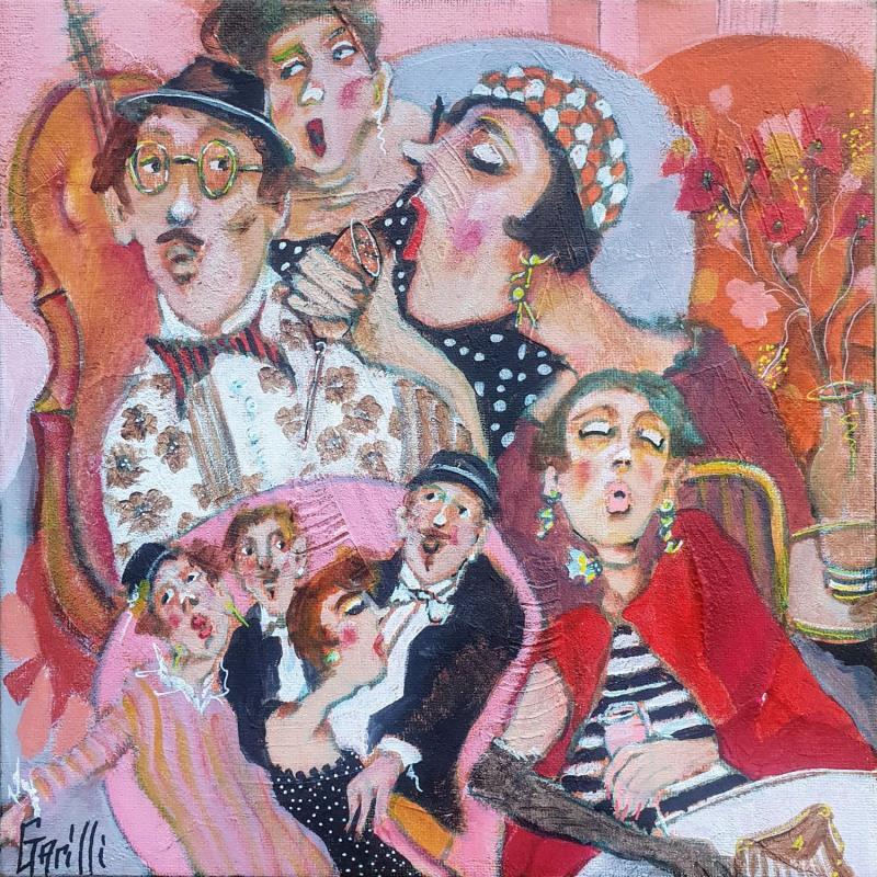 Painting Madness in the jazz club  by Garilli Nicole | Painting Figurative Acrylic Life style