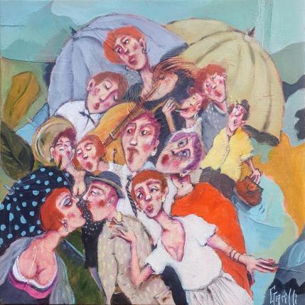 Painting Chantons sous la pluie  by Garilli Nicole | Painting Figurative Acrylic Life style