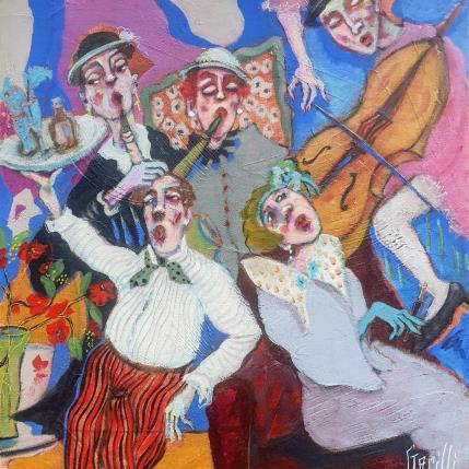 Painting Ça balance pas mal au Blue Lagon  by Garilli Nicole | Painting Figurative Acrylic Life style