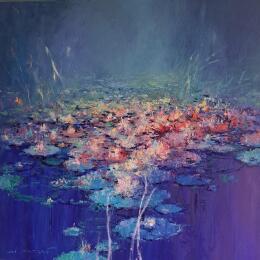 Painting Blue  Silence by Petras Ivica | Painting Impressionism Oil Landscapes