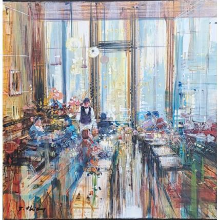 Painting Un bon moment au café by Frédéric Thiery | Painting Figurative Acrylic Life style