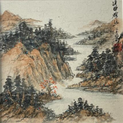 Painting F3 Mountains by the stream 10039-20735-20250409-12 by Yu Huan Huan | Painting Figurative Ink, Watercolor Landscapes