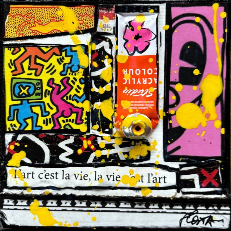 Painting Tribute to Keith Haring by Costa Sophie | Painting Pop-art Acrylic, Gluing, Upcycling Pop icons