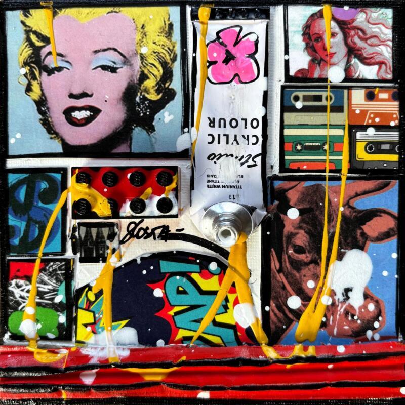 Painting Tribute to Warhol by Costa Sophie | Painting Pop-art Acrylic, Gluing, Upcycling Pop icons