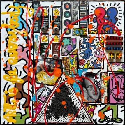 Painting Tribute to Keith Haring by Costa Sophie | Painting Pop-art Acrylic, Gluing, Upcycling Pop icons