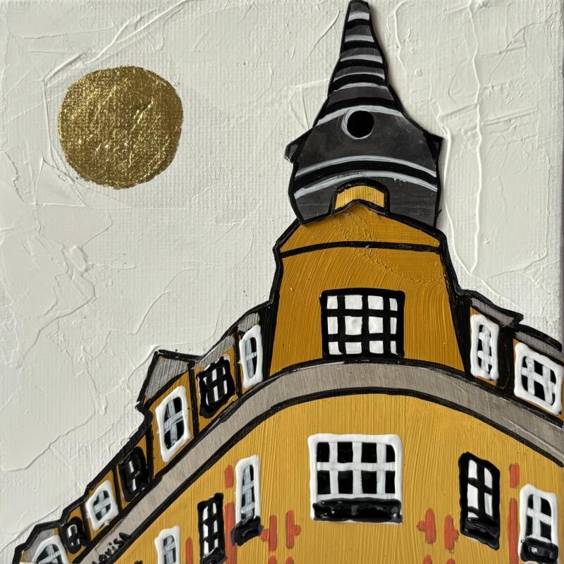 Painting Façade Lilloise by Lovisa | Painting Figurative Acrylic, Gluing, Gold leaf, Paper, Posca, Upcycling Urban