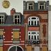 Peinture Brique Rouge par Lovisa | Tableau Figuratif Urbain Acrylique Collage Posca Textile Feuille d'or Upcycling Papier