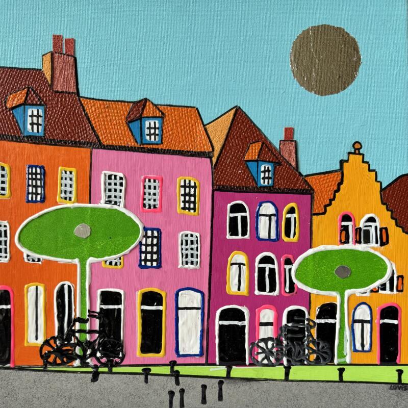 Painting Balade Lilloise by Lovisa | Painting Pop-art Acrylic, Gluing, Paper, Posca, Silver leaf, Upcycling Urban