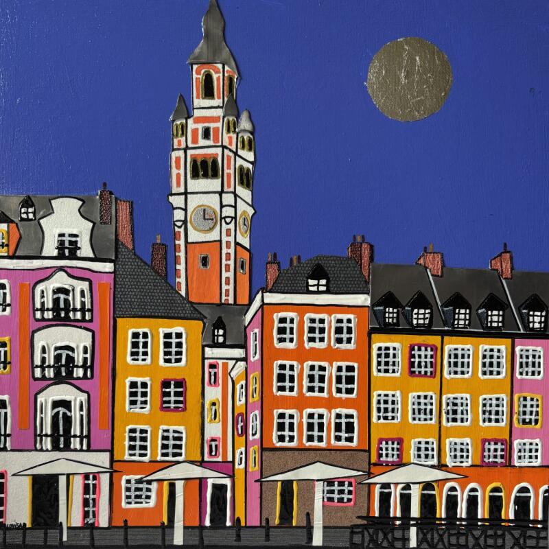 Painting Grand place  by Lovisa | Painting Pop-art Acrylic, Gluing, Paper, Silver leaf, Upcycling Urban