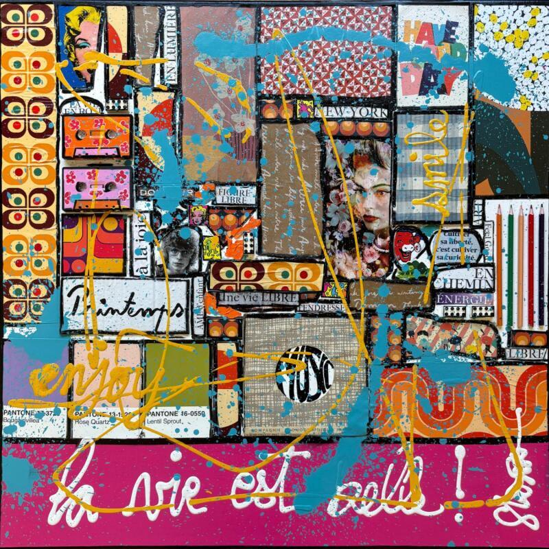 Painting La vie est belle ! by Costa Sophie | Painting Pop-art Acrylic, Gluing, Upcycling