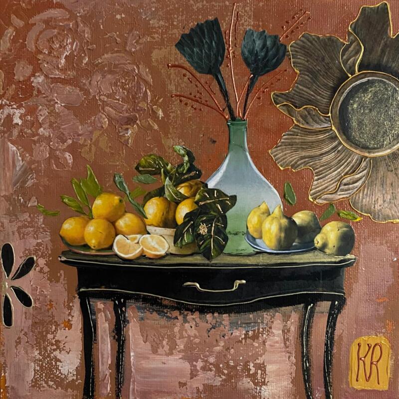 Painting Jolie ambiance  by Romanelli Karine | Painting Figurative Acrylic, Gluing, Gold leaf, Paper, Pastel, Posca Pop icons, Still-life