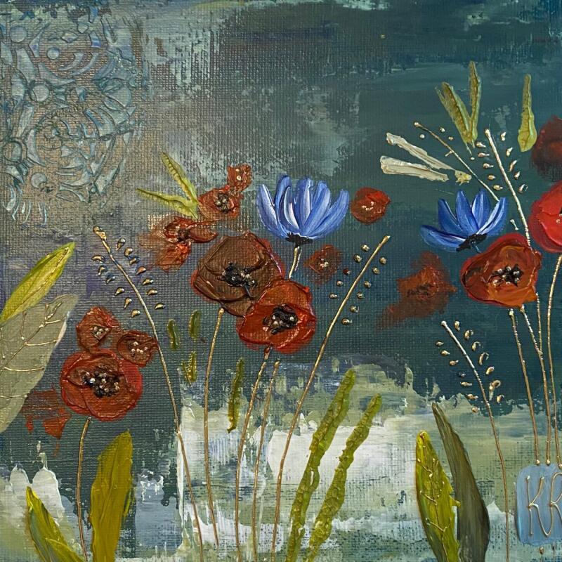 Painting Le bleu et le rouge  by Romanelli Karine | Painting Figurative Acrylic, Gold leaf Nature, Pop icons