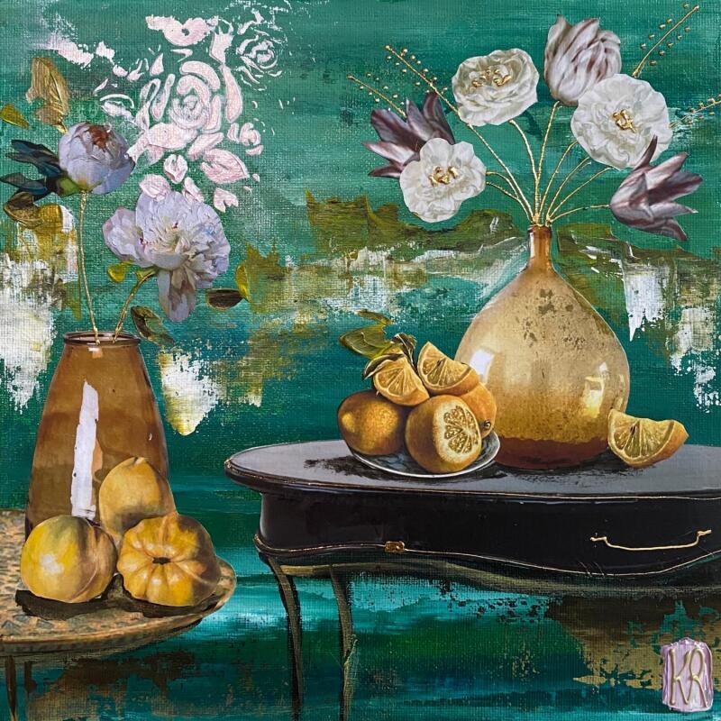 Painting Terre du sud  by Romanelli Karine | Painting Figurative Acrylic, Gluing, Paper, Pastel, Posca Nature, Still-life
