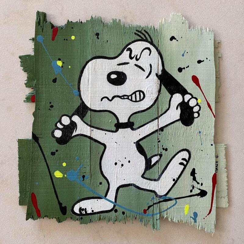 Painting Snoppy énervé by Marie G.  | Painting Pop-art Acrylic, Wood Pop icons