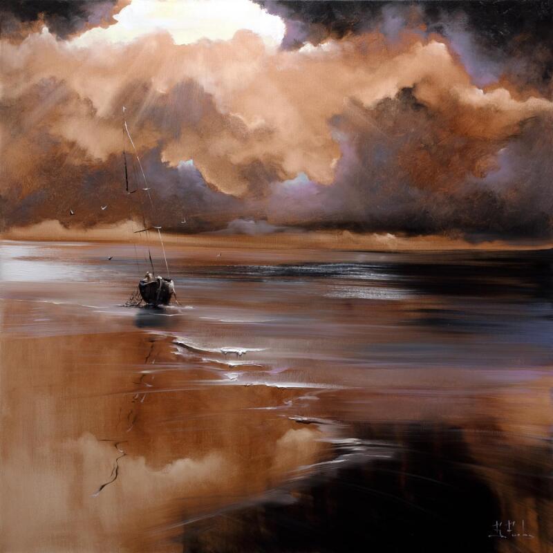 Painting Through Golden Storms by Bozhena Fuchs | Painting Realism Oil Landscapes, Nature